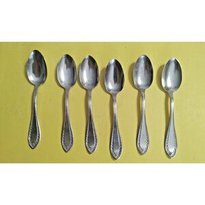 Vintage W.M.A Rogers Nickle Silver Plate Demitasse Spoons(6) Bridal Wreath 1918